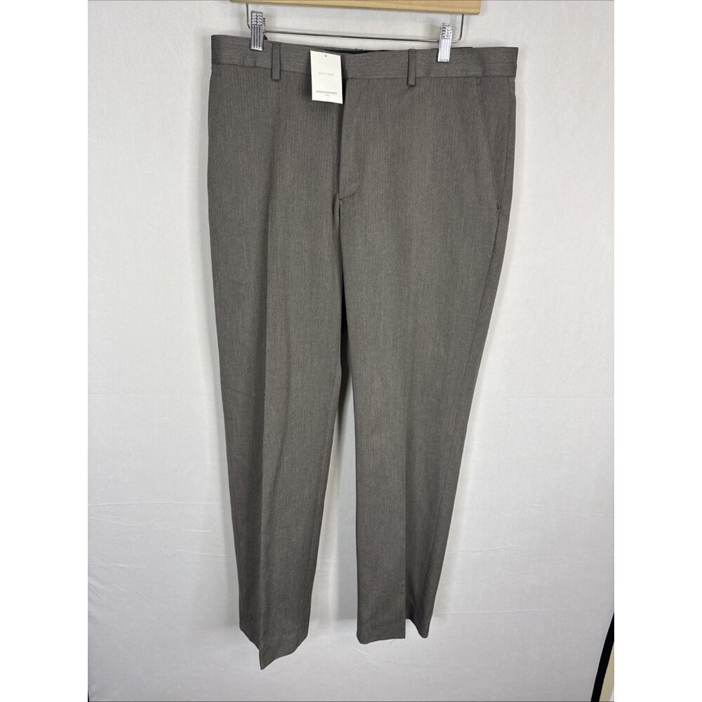 Banana Republic Tailored‎ Dress Pants Men 34x32 Brown Herringbone NWT - Picture 2 of 8